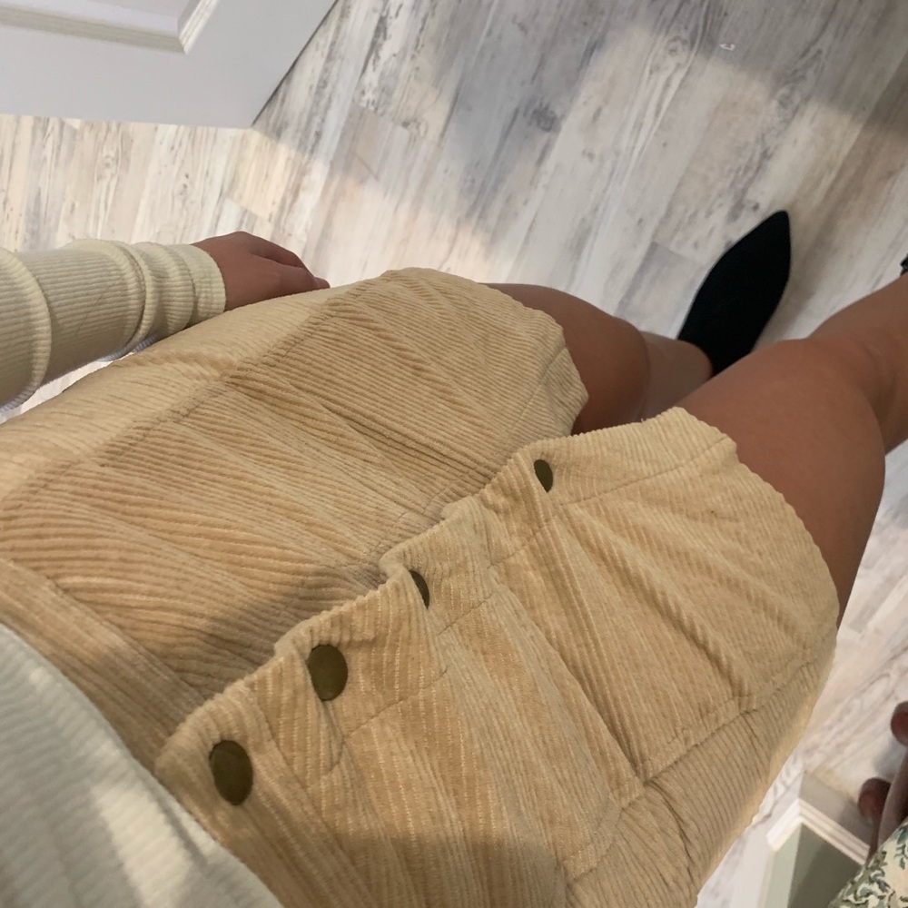 Tan Corduroy Button Up Skirt